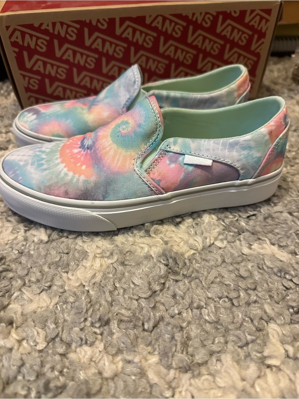 Vans Slip-On Sneakers in Pastel Tie-Dye (Mint, Pink, Blue)